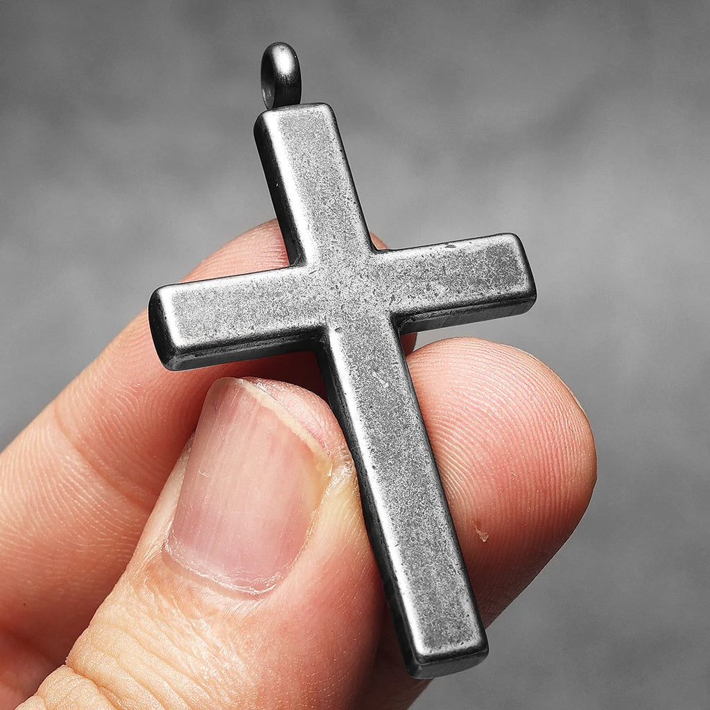 Cross Pendant Necklace Stainless Steel Minimal