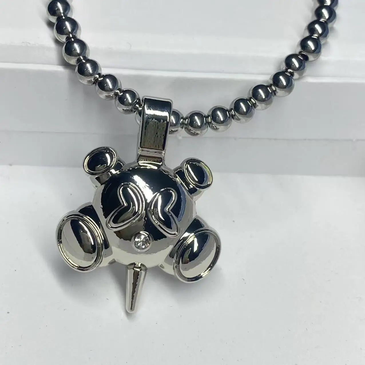 Hip-hop Style Stainless Steel Round Bead Chain, Rapper Necklace, a Niche Design Necklace Gift for Fashionable Men and Women