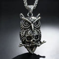 Gothic Skull Steel Pendant 316L Owl Punk