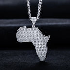 Iced Out Africa Map Pendant — 925 Silver
