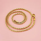 Luxury 925 Sterling Silver Gold Plated 3MM Twisted Rope Necklace for Women Men Accessories Jewelry 40-60CM