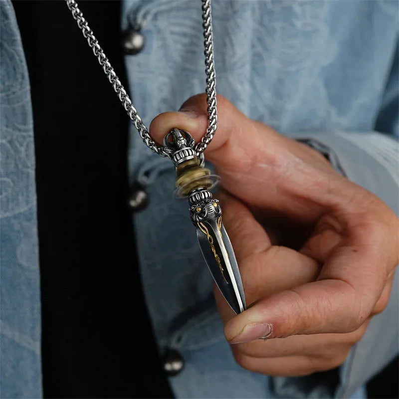 Retro Rotatable Vajvakilaka Pendant For Men Jewelry Lucky Blessing Vajra Male Amulet Necklace Accessories