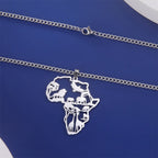 Africa Map Animals Pendant — Stainless Steel