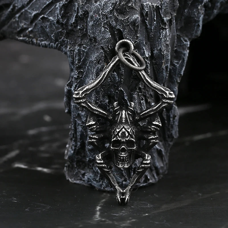 Retro Animal 2024 New 316L Stainless Steel Spider And Skull Pendant Necklace For Men Fashion Casual Punk Jewelry