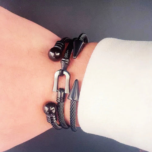 3-Piece Arrow Cuff Bracelet Set — Stainless Steel