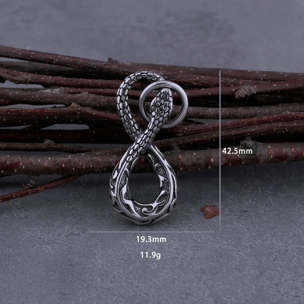 316L Stainless Steel Snake Necklace Men's High-end Personality Number Eight Modeling Retro Cool Punk Rock Pendant Gift