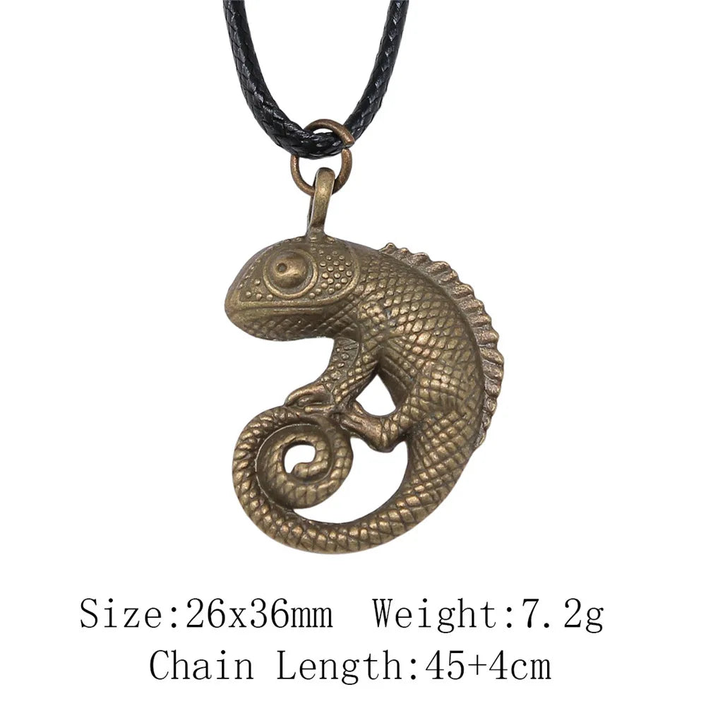 Cold Blooded Reptile Lizard Gecko Chameleon Pendant Necklace For Women Men