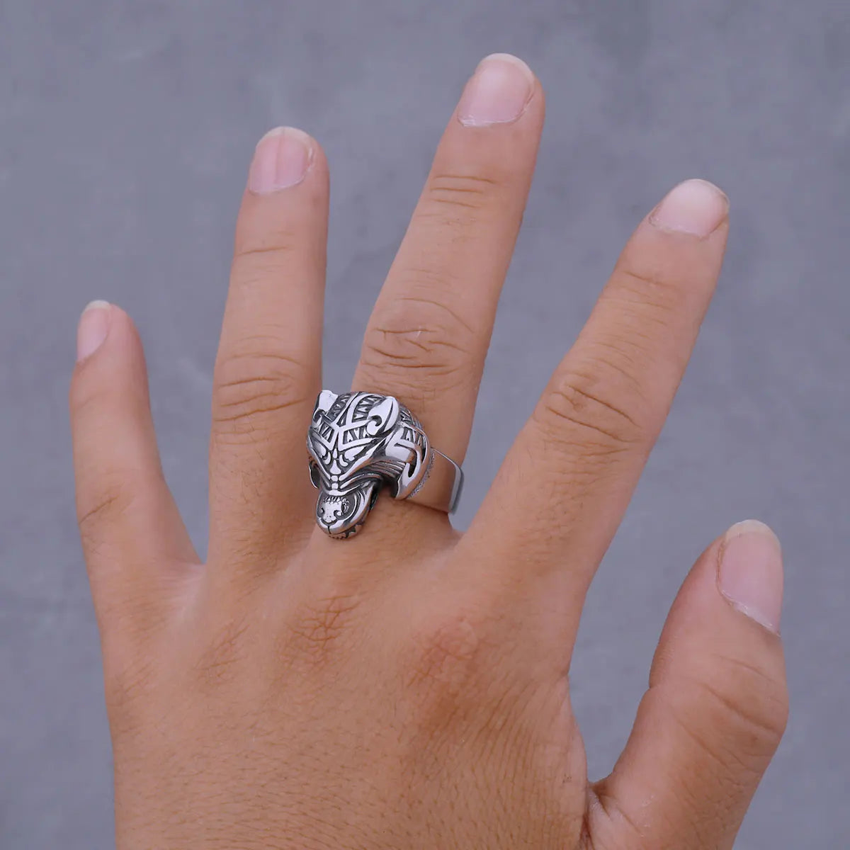 Viking Wolf Head Biker Ring — Stainless Steel