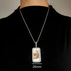 Iced Out Photo Pendant Necklace Rectangle