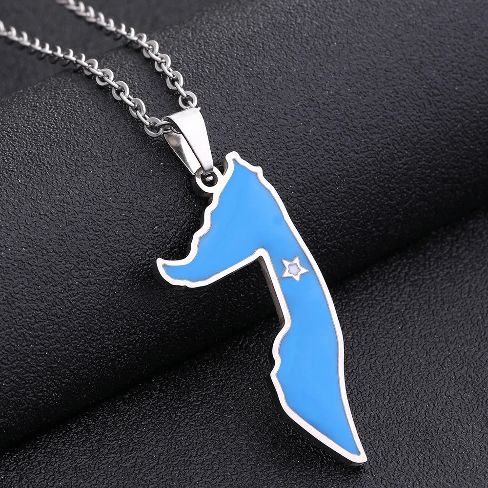 Somali Enamel Pendant Necklace — Stainless Steel