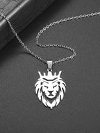 Lion Pendant Necklace — Stainless Steel