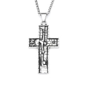 Engraved Jesus Cross Pendant — Stainless Steel