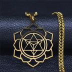 Yoga Hindu Buddhism 7 Chakra Stainless Steel Necklace Sacred Geometry Angel Seal Metatron Symbol Necklace Jewelry