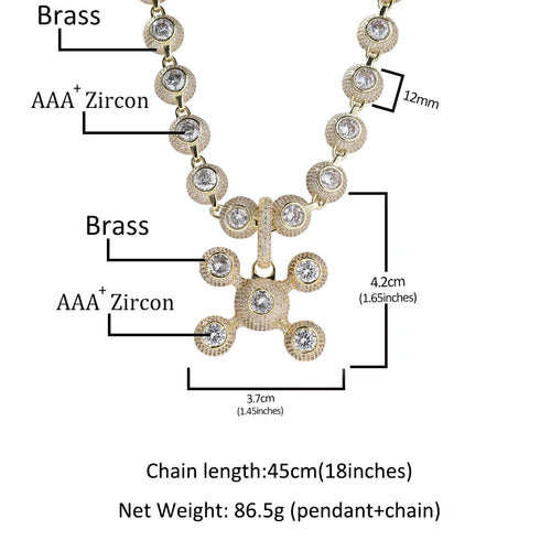 THE BLING KING Drake's Same 12mm CZ Beads Pendant Necklace For MenRound Cubic Zircon Iced Out Choker Luxury Rock Hip