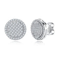 Iced Out Round Stud Earrings — 925 Silver