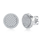 Iced Out Round Stud Earrings — 925 Silver