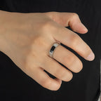 Silver Ring Drop Glue Checkerboard Men's Retro Ring Fashion Simple Birthday Party Wedding Anniversary Jewelry Gift