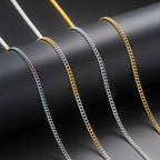 Silver Cuban Chain Necklace Stainless Steel 3/5MM