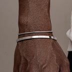 Minimal Chain Link Cuff Bracelet Set — Stainless Steel
