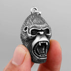 Stainless Steel Animal Gorilla Pendant Necklace Men's Domineering Roar Necklace Biker Vintage Punk Chain Jewelry Party