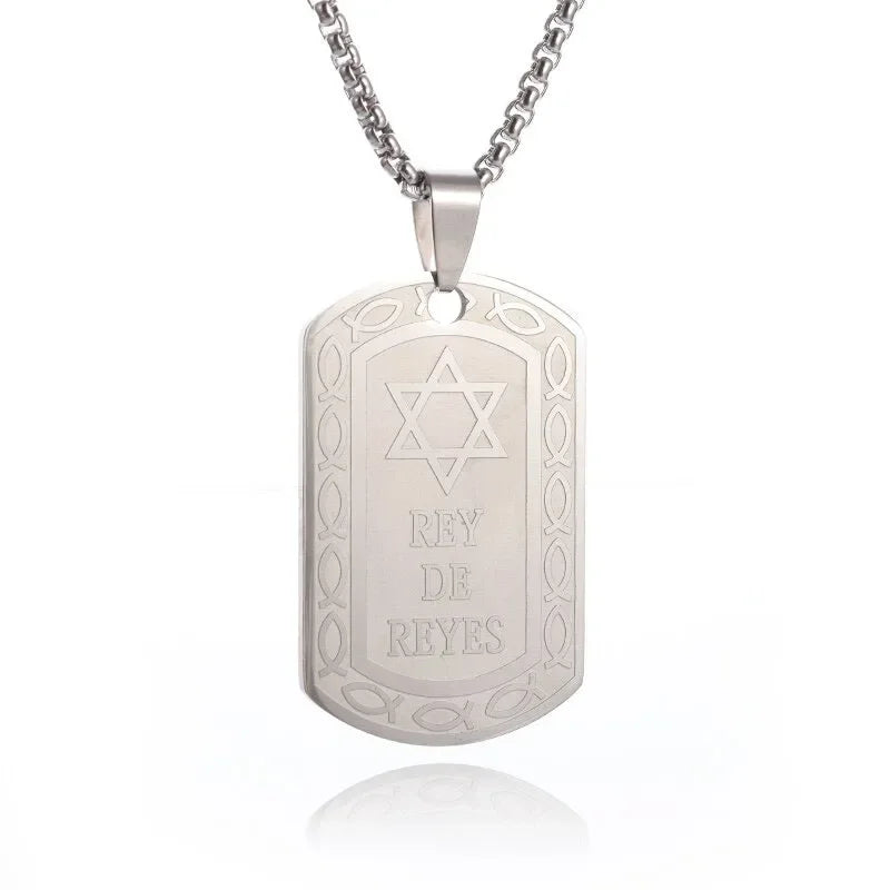 Exquisite and Creative Hip Hop Pentagram Pendant Necklace for Men Simple Punk Texture Necklace Jewelry Sweater Chain