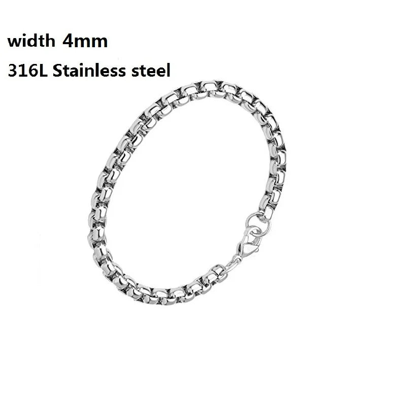 316L Stainless Steel Cuban Chain Bracelet for Men Women Figaro Vintage Metal Viking Kpop Pulseras Emo Cute Luxury