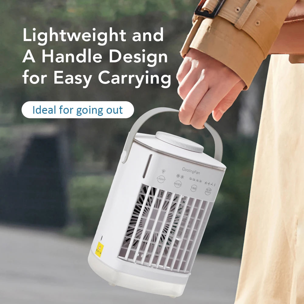 Desktop Air Conditioner Fan Portable Air Cooler Fan With LED Night Light Humidifier Mini Water & Ice Cooling Fan For