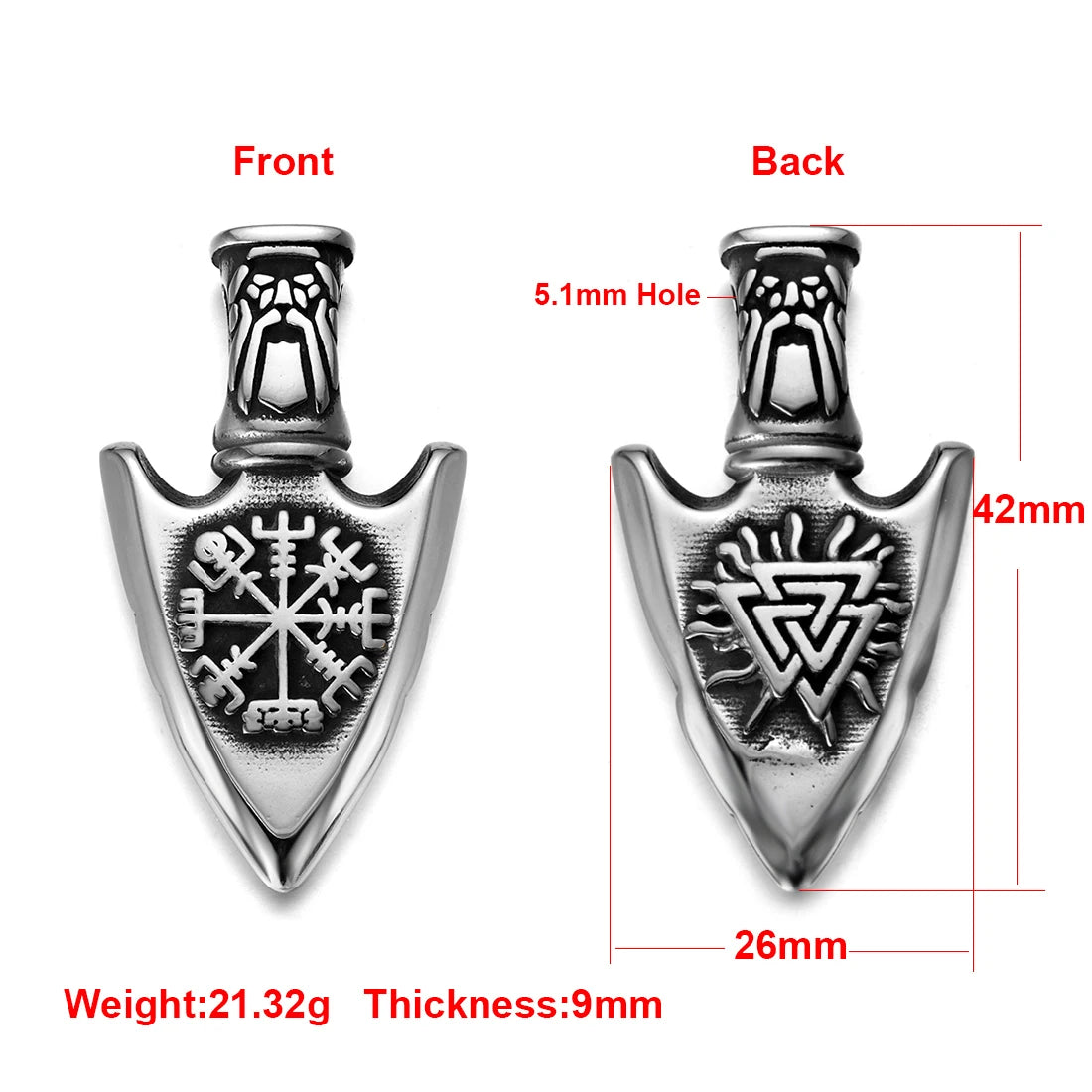 Norse Viking Rune Round Pendant Necklace — Stainless Steel