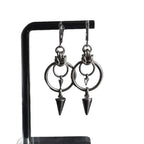 Gothic Punk Rivet Tassel Double Ring Dangle Earrings 304 Stainless Steel Hoop Earrings for Men Women Rock Hip-hop Street Jewelry