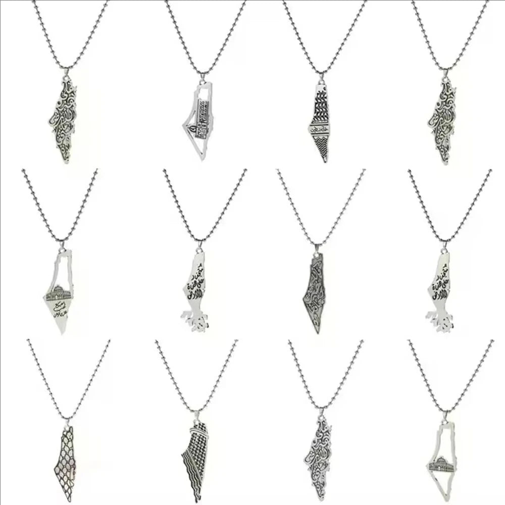 Palestine Map Pendant Necklace — Stainless Steel