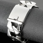 Cool 31MM Hip Hop Cuban Chain Bracelet Men's High Polished Solid Stainless Steel Jewelry Gift Logo Laser Engraving
