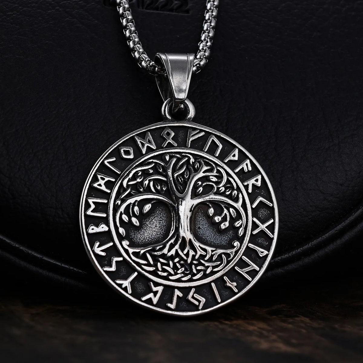 Gothic Tree of Life Pendant Necklace — Silver-Tone, Vintage Chain