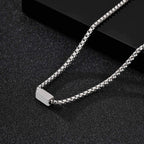 Letter Box Chain Pendant Necklace — Stainless Steel