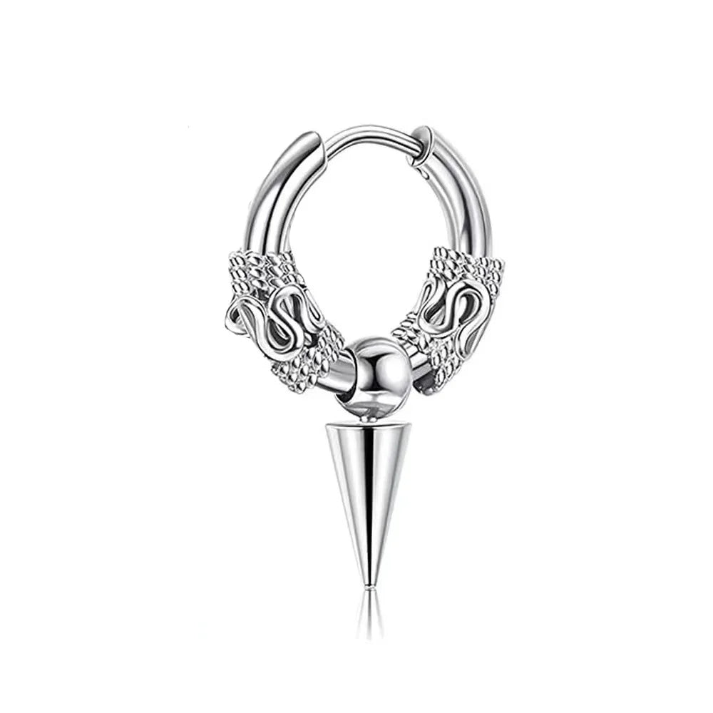 Stainless Steel Gothic Totem Hoop Earring