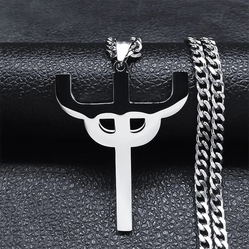 Gothic Silver Pendant Chain Necklace — Stainless Steel