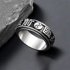Rotating Yin Yang Ring — Chinese Nine-Character Mantra Amulet