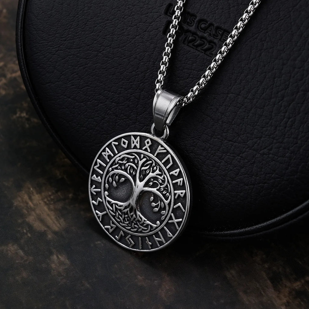 Gothic Tree of Life Pendant Necklace — Silver-Tone, Vintage Chain