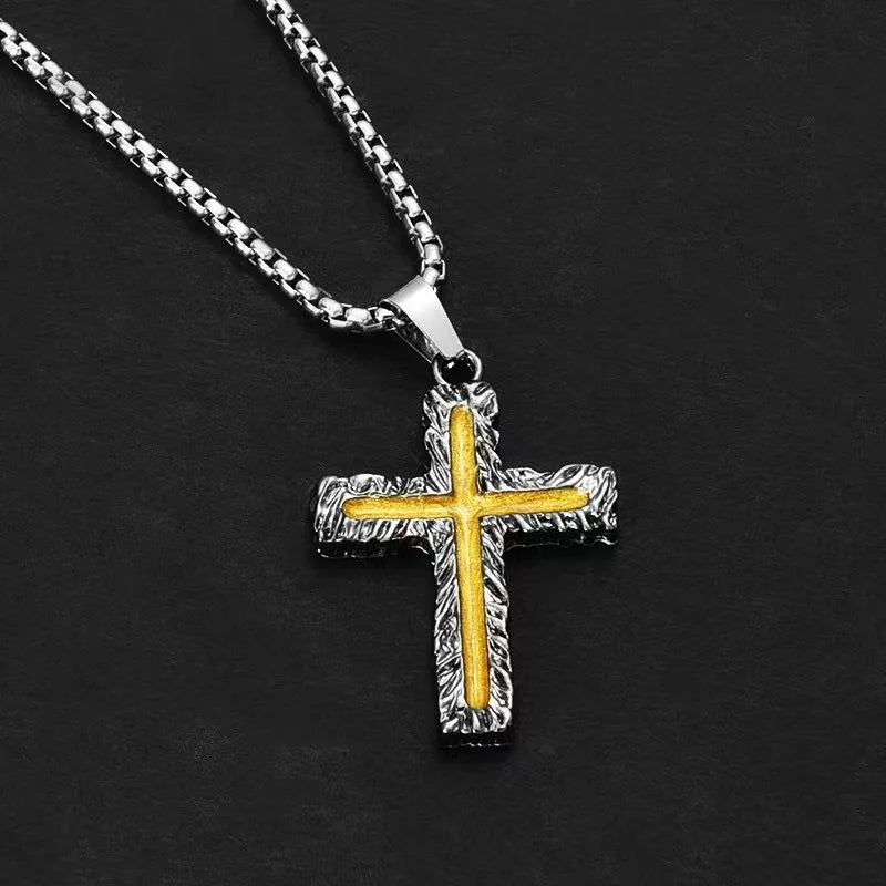 Cross Steel Pendant Yellow Lava