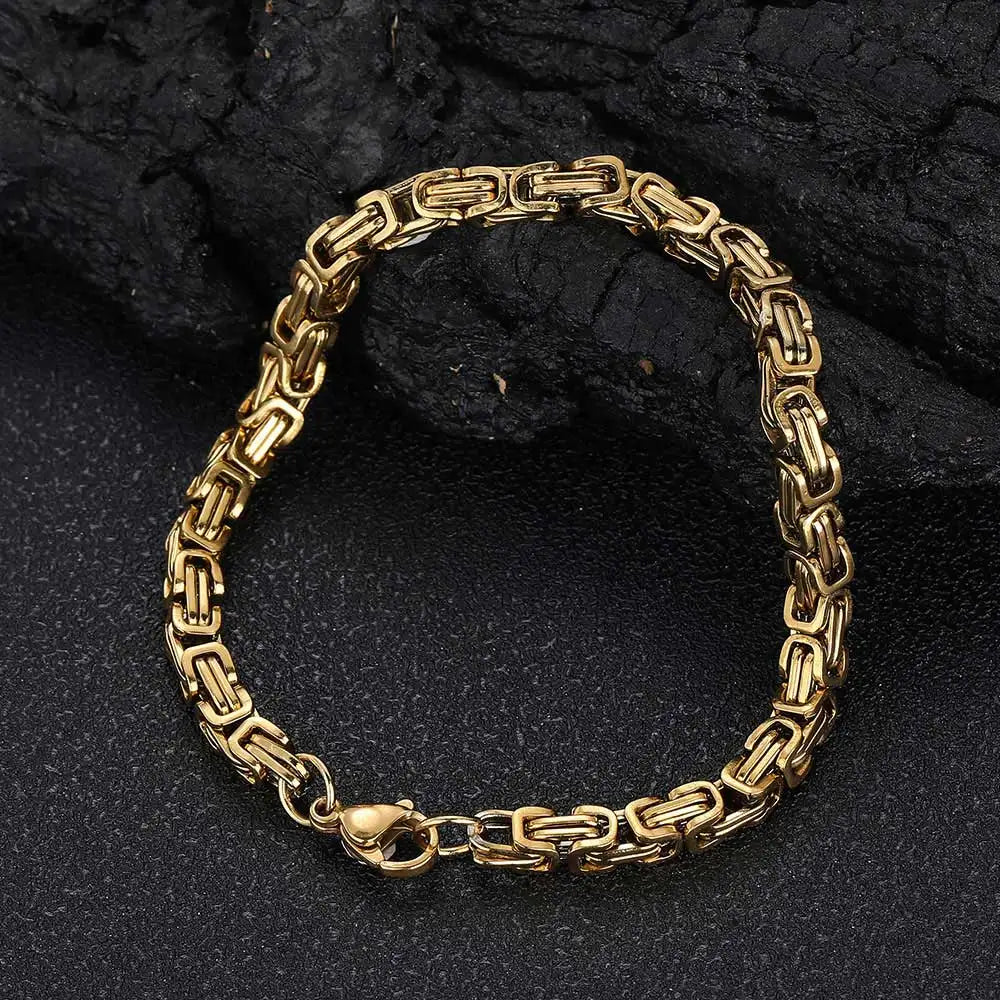 Byzantine Chain Necklace 4mm with Lobster Clasp — Stainless Steel