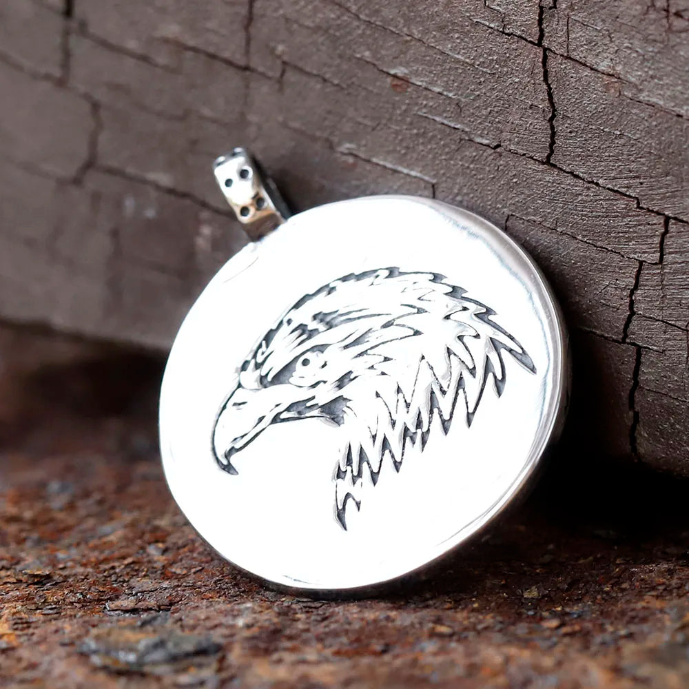 Eagle Pendant Pearl Chain Necklace — Steel