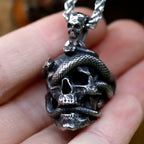 2022 Men's 2022 New Special Design Skull Craving Snake Men's Necklace Pendant Punk Gothic Stainless Steel Jewelry