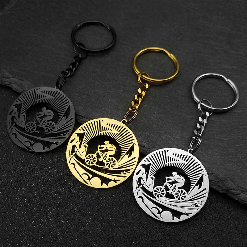 Key Steel Pendant Bicycle Sports Bikers Hollow