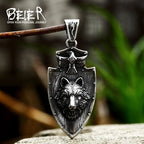 Beier Stainless Steel  retro Viking wolf Pendant fine details Punk wolf tooth style Chain Necklace men Jewelry BP8-836