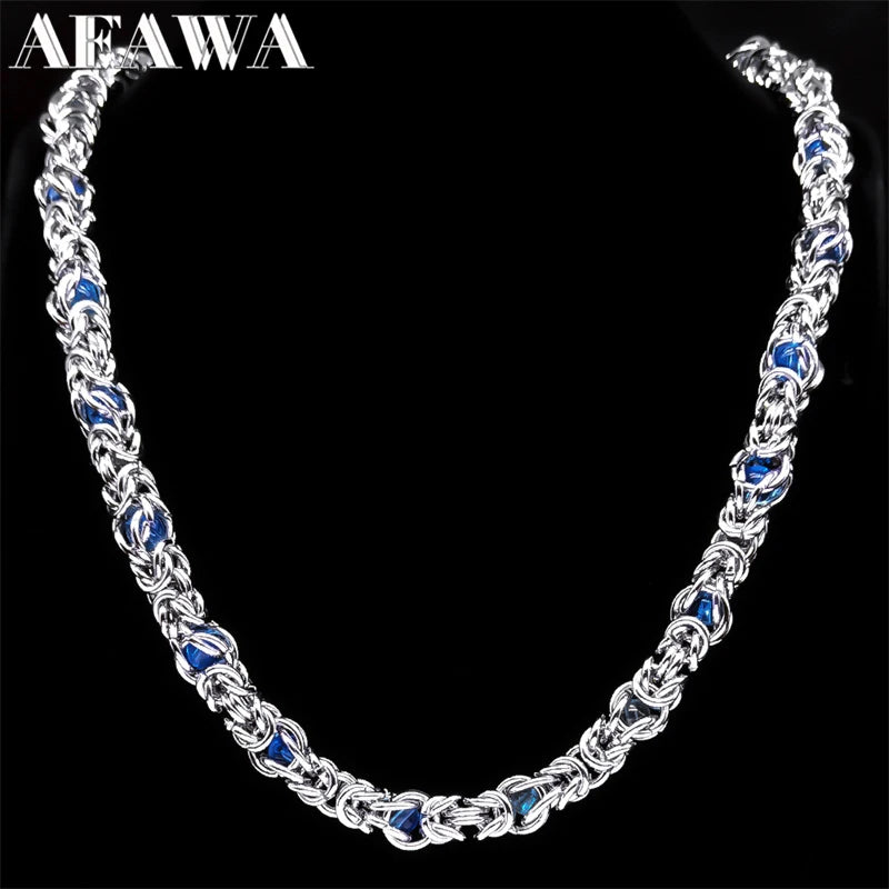 Trendy Byzantine Link Chain for Men Boys Stainless Steel Silver Color Think Necklace Biker Male Party Gift Jewelry Collar Hombre