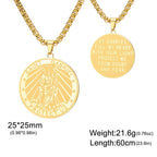 Dawapara Archangel Gabriel Pendant Necklace Double Side Carved Spiritual Protection Amulet Stainless Steel Jewelry