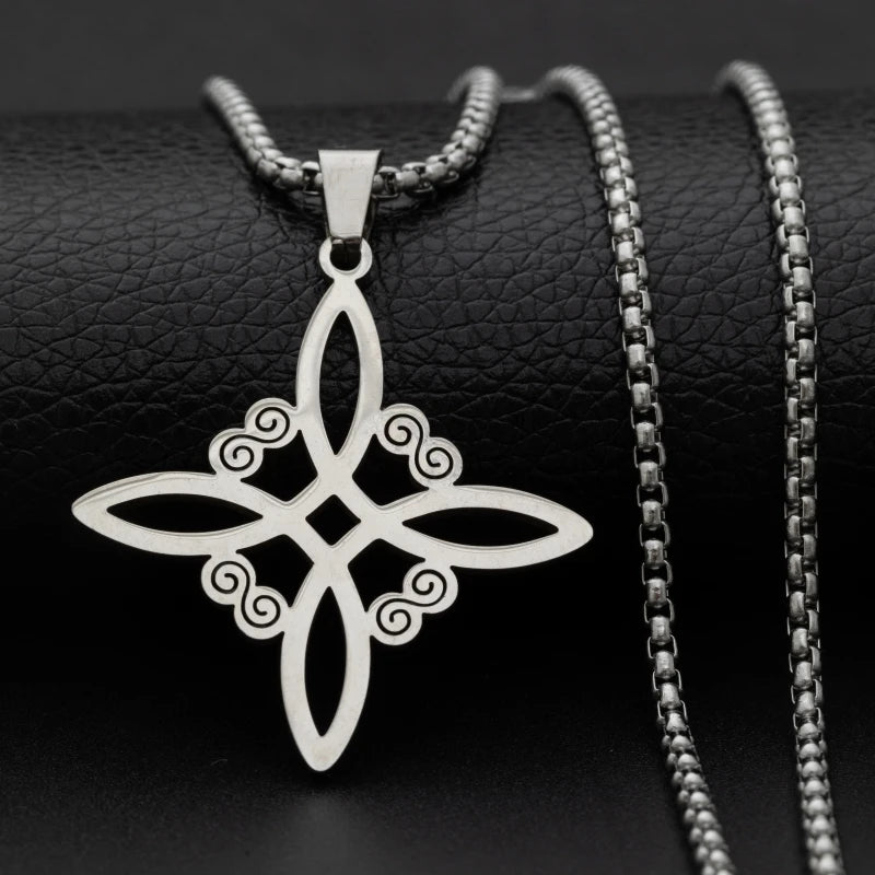 Celtic Witch Knot Pendant Necklace — Steel