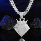 Hip Hop Iced Out Crown Pendant Necklace With 13mm Rhinestone Cuban Chain Bling Necklaces Men Women Fashion Charm