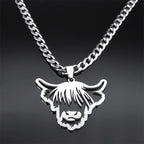 Highland Cattle Cow Pendant — Silver