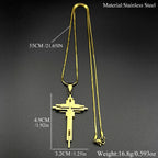 Multi-Layer Jesus Crucifix Pendant Necklace — Stainless Steel