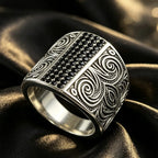 Retro fashion pattern ring domineering trendy men's ring old engraved men's ring